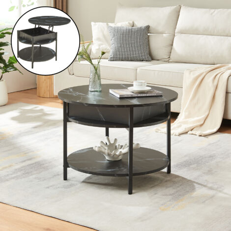 Table basse Kandas avec surface relevable effet marbre noir [en.casa] (1/5)