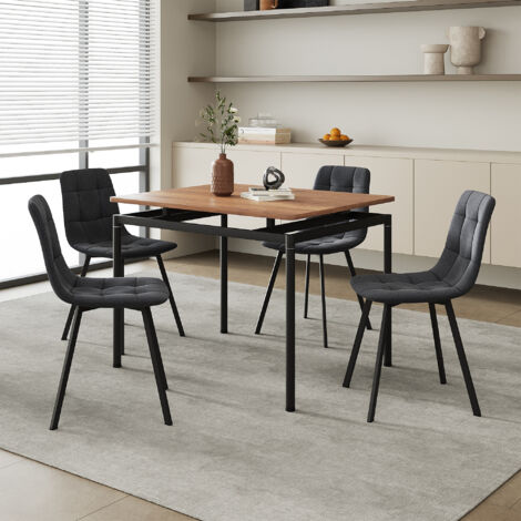 Ensemble de salle à manger Hemnes pour 4 personnes effet chêne / gris foncé [en.casa] (1/5)