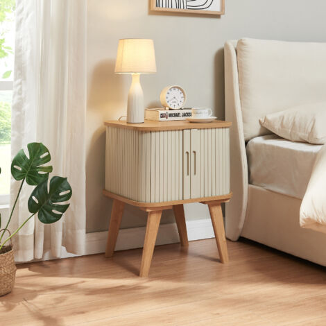 Table d'appoint Tysvær bambou 59 x 45 x 45 cm naturel / blanc crème [en.casa] (1/5)