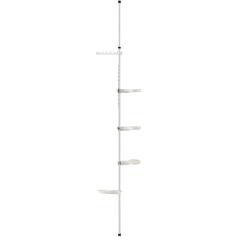 [en.casa] Support de fleurs téléscopique Porte-pot Stand de Plante Métal et Plastique Réglable en hauteur entre 110 - 305 cm Blanc