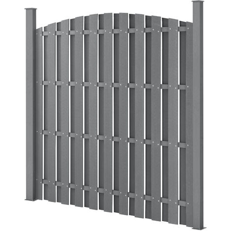 Clôture en plein cintre WPC gris 185 x 193 cm – Résistante aux intempéries – Montage rapide – Protection contre le vent et les regards indiscrets – Neu.Holz