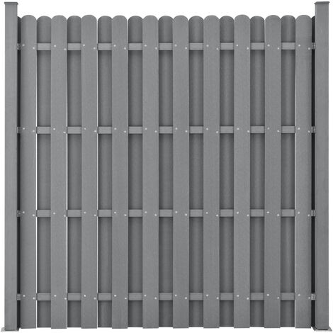 Kit 2 Clôtures Brise-vue Bois Composite Gris 185x376 Cm - Facile à Monter - Résistant Aux Intempéries - Protection Intimité Et Vent