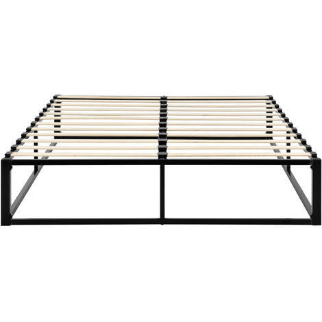 Lit à Baldaquin Double Batoni En Métal Noir - 180 X 200 Cm - Structure Stable Avec Sommier Intégré - Design Moderne Et Gain De Place - 9