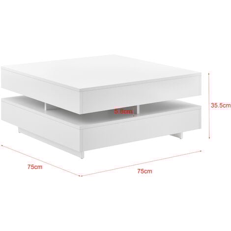 Table Basse Märsta avec 4 Compartiments Stockage Blanc Brillant [en.casa]