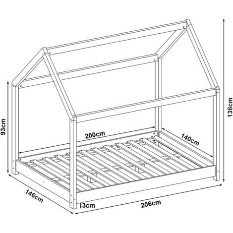 Lit cabane Cerro bois de pin 140 x 200 cm blanc [en.casa]