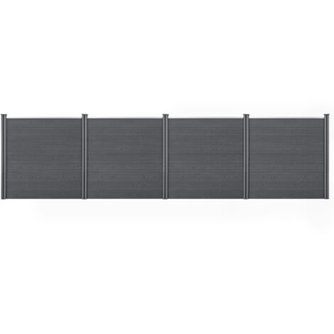 Clôture brise vue bois composite gris 183 x 705 cm – Résistante aux intempéries – Montage rapide – 36 planches incluses – Neu.Holz