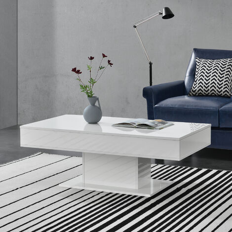 Table Basse Lünen 40 x 110 x 60 cm blanc brillant [en.casa]