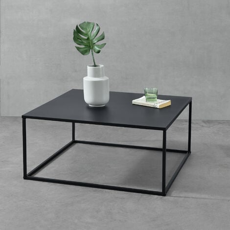 Table Basse Carrée Lebus 38 x 85 x 85 cm Noir Mat [en.casa]