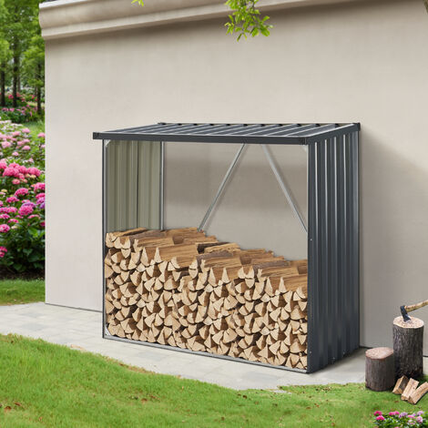 Abri à bûches couvert 156 x 80 x 152 cm – Protection contre humidité – Montage rapide par clipsage – Pour bois de chauffage extérieur – Casa.Pro