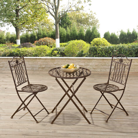 Set de Bistrot Biella pour Jardin Métal Bronze [en.casa] (1/5)