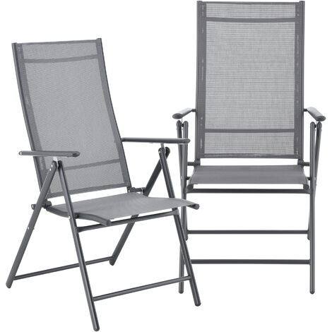 Lot de 2 chaises de jardin avec accoudoirs gris clair [en.casa] (1/5)
