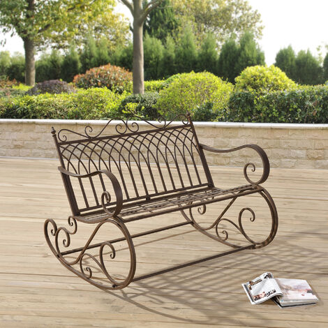Banc à Bascule Greenough Vintage Métal 85 x 113 x 95 cm Bronze [en.casa]