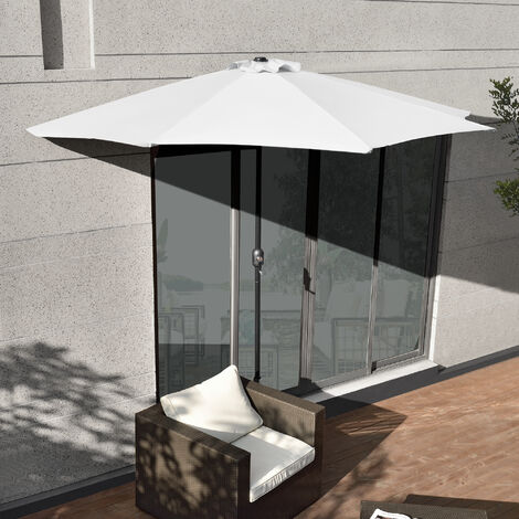 Demi-parasol Eger pour terrasse balcon polyester 300 x 150 x 230 cm blanc [casa.pro]
