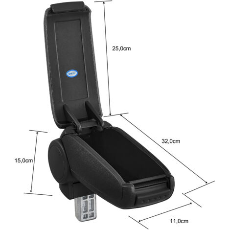 Accoudoir Central Pro.tec Pour Mini Cooper (2e Génération) - Rembourré, Compartiment Rangement, Noir Coutures Noires