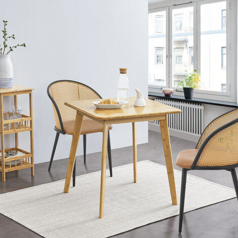 [En.Casa] – Table de salle à manger carrée 75 x 70 x 70 cm – Pour 2 personnes – Matière bambou – Montage simple et rapide – Entretien facile (1/6)