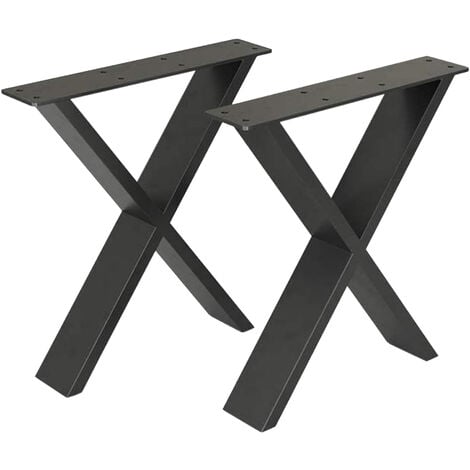 Set de 2 pieds de table Maribo forme X en acier 42 x 40 x 6 cm [en.casa]