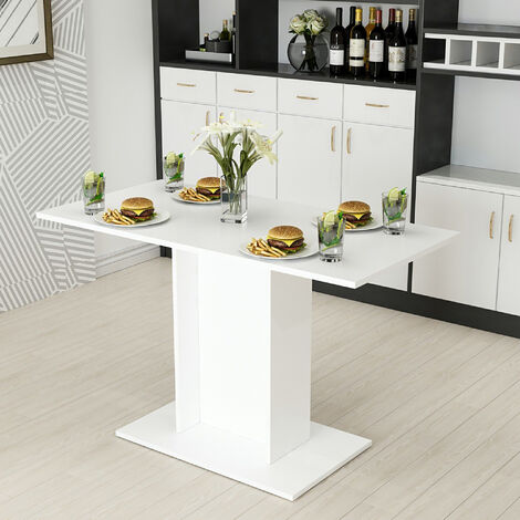 [En.Casa] – Table de salle à manger 4 places 75 x 120 x 60 cm – Panneau de particules blanc – Montage simple et rapide – Design moderne (1/4)