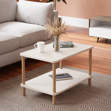 Table basse rectangulaire Jelling 43 x 70 x 44 cm blanc [en.casa] (1/5)