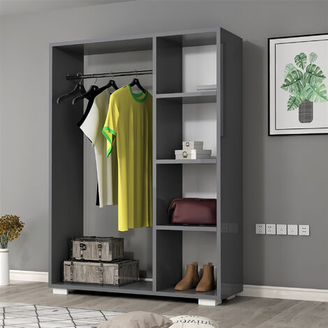 Armoire Nesbyen avec 4 compartiments de stockage 123 x 90 x 30 cm anthracite [en.casa] (1/5)