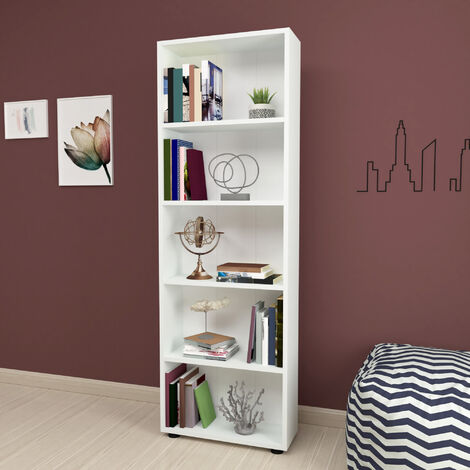 Bibliothèque Vara à 5 niveaux 172 x 55 x 20 cm blanc [en.casa] (1/5)