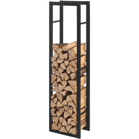 Range-bûches Täby en acier 40 x 25 x 150 cm noir [en.casa] (1/5)