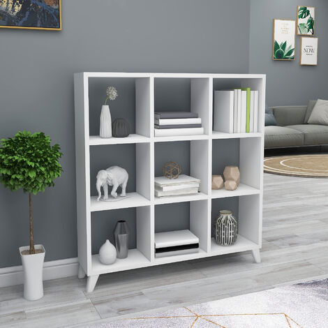 Bibliothèque Svedala à 9 compartiments de rangement 100 x 88 x 20 cm blanc [en.casa] (1/5)
