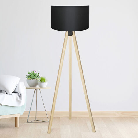 Lampadaire Newport E27 effet bois noir lux.pro