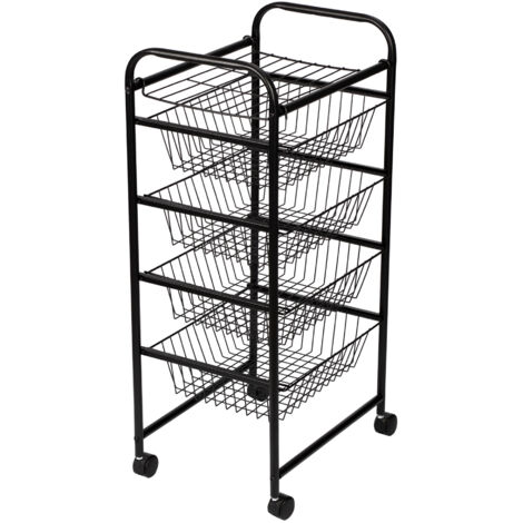 Chariot de rangement à 4 niveaux, chariot d'épicerie extensible et roulant, étagère de