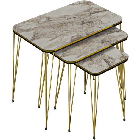 Set de 3 tables d'appoint Samsø rectangulaires gigognes [en.casa Set de 3 tables d'appoint Samsø rectangulaires gigognes [en.casa