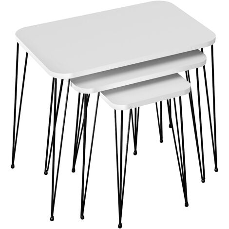 Set De 3 Tables D'appoint Glamsbjerg Gigognes Triangulaires Blanc Anthracite Effet Chene Encasa 59298890 Set De 3 Tables D'appoint Glamsbjerg Gigognes Triangulaires Blanc Anthracite Effet Chene Encasa 59298890