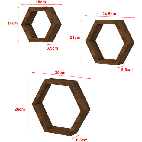 3 étagères Murales Mex-System - Bois Artisanal 40x15x15cm - Pour Plantes Et Décoration