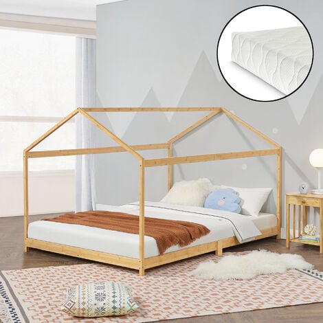 Lit cabane avec matelas 80x160cm –