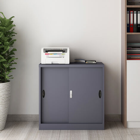 Casier de bureau Rieti acier laqué 90 x 40 x 90 cm gris foncé [en.casa] (1/5)