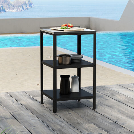 Étagère d'extérieur Bitetto acier 92 x 50 x 50 cm noir mat argent casa.pro (1/5)