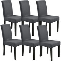 [neu.haus] 6 x Housse de chaise Protecteur de chaise Élastique Revêtement de chaise Gris foncé Set de 6