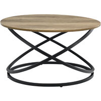 [en.casa] Table Basse Ronde Table de Salon Design Intemporel Panneaux de Particules Métal Couleur Bois et Noir 46 x 79 cm