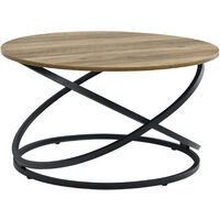 [en.casa] Table Basse Ronde Table de Salon Design Intemporel Panneaux de Particules Métal Couleur Bois et Noir 46 x 79 cm