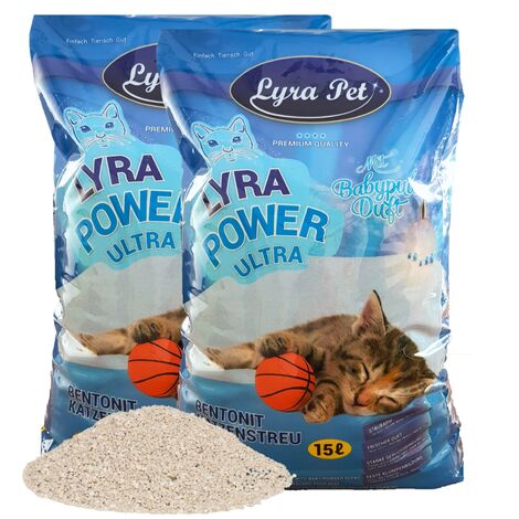 2 x 15 Liter Lyra Pet® Lyra Power ULTRA excellent Katzenstreu Bentonit