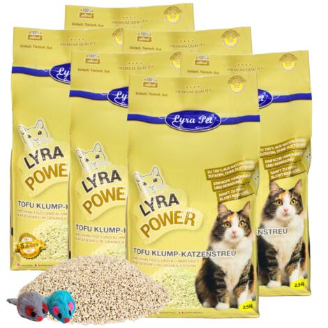 15 kg Lyra Pet® Tofu Katzenstreu klumpend + 2 Mäuse