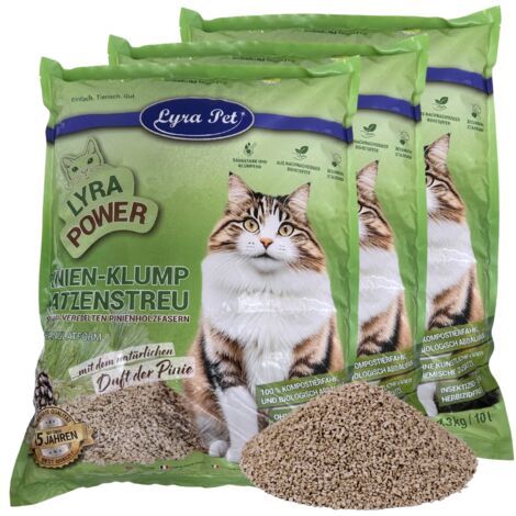 3 x 10 Liter Lyra Pet® Lyra Power Pinien Katzenstreu klumpend