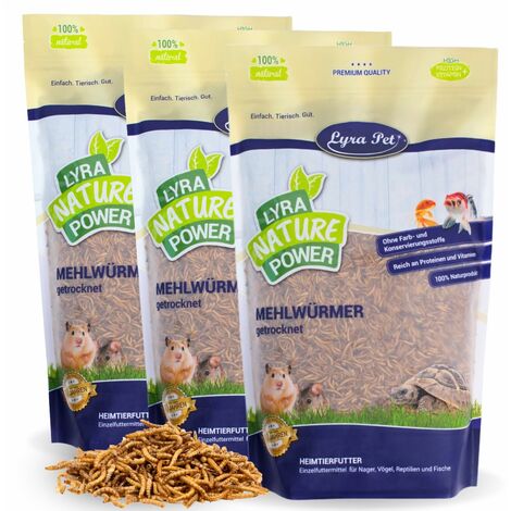 3 x 1 kg Lyra Pet® Mehlwürmer getrocknet