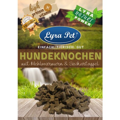 2 x 250 g Lyra Pet® Hundeknochen mit Mehlwürmern & Süßkartoffel