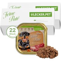 22 x 150 g Lecker.Pet® Gino's Feine Paté Reich an Rind Hundefutter Nassfutter Vollnahrung