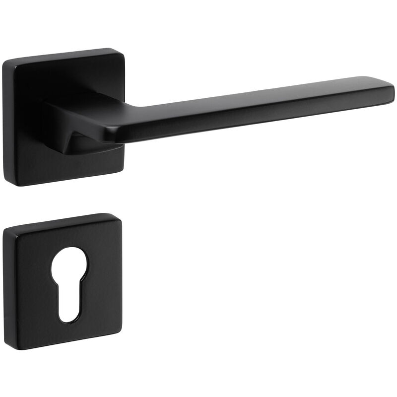 Türgriff innen - Rosetten und Schlüsselloch - Matt schwarz - Modell OLA