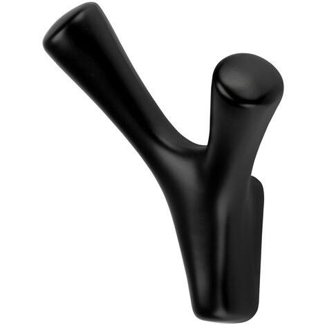 Garderobenhaken BICORNO Höhe 82 mm x Breite 71 mm schwarz matt aus Zinkdruckguss