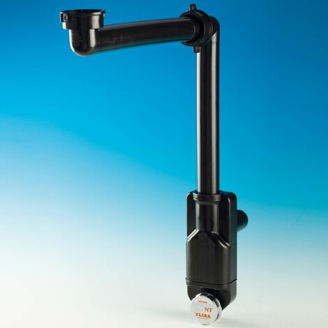 SOTECH Raumspar-Siphon mit Revisionsöffnung, 32 - 40 mm, schwarz, Raumsparsiphon, Ablaufgarnitur für Küche und Bad