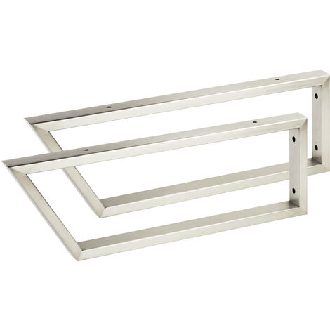 2 Stück Waschtischkonsole TWK450 450 x 150 mm Edelstahl gebürstet Vorderseite 60° abgeschrägt