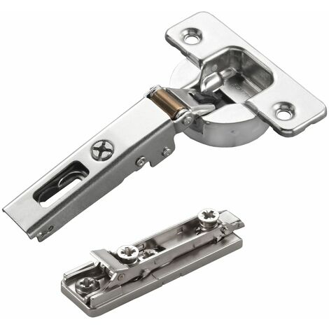 2 x Salice Topfband Serie 700 mit Dämpfer im Topf 110° Bohrbild T52 Eckanschlag inkl. Linear-Montageplatte Höhe 3 mm mit vormontierten Euroschrauben, Exzenterverstellung Schrankscharnier von SOTECH