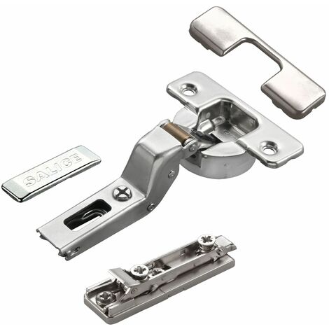2 x Salice Topfband Serie 700 mit Dämpfer im Topf 110° Bohrbild T52 Innenanschlag inkl. Linear-Montageplatte Höhe 3 mm mit Euroschrauben, Exzenterverstellung, Abdeckkappen Topfscharnier von SOTECH