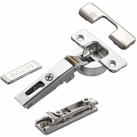 2 x Salice Topfband Serie 700 mit Dämpfer im Topf 110° Bohrbild T52 Eckanschlag inkl. Linear-Montageplatte Höhe 3 mm mit Euroschrauben, Exzenterverstellung, Abdeckkappen Schrankscharnier von SOTECH